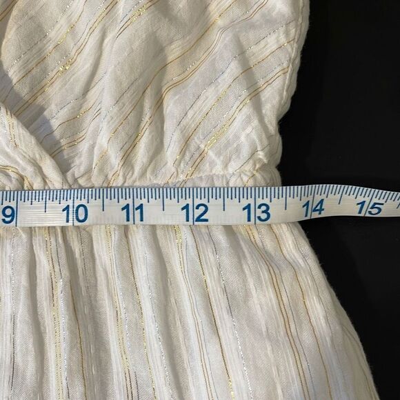 LOFT Womens Cotton Metallic Thread Dress Tassel Tie Sleeveless Wrap White 4P - Picture 13 of 13